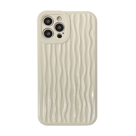 Luxury Simple 3d Creamy White Water Ripple Glossy Case For Iphone 13 12