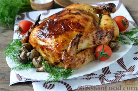 Рецепт: Курица, фаршированная гречкой и грибами на RussianFood.com