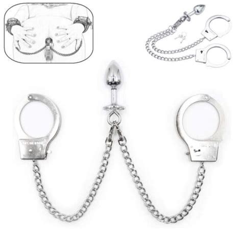 Anal Butt Plug With Long Chain Handcuffs Sm Metal Restraint Cuff Women