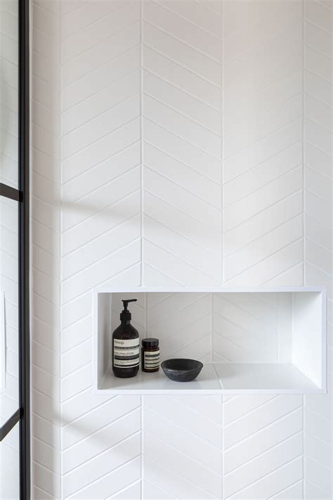 Monastir White Matt Chevron Decorative Glazed Bathroom Interior