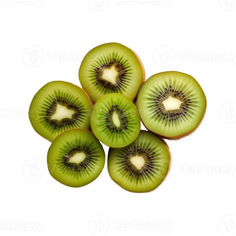 Top View Slice Of Fresh Kiwis Fruit Isolated On Transparent Background