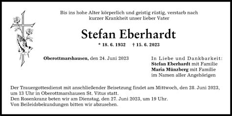 Traueranzeigen Von Stefan Eberhardt Augsburger Allgemeine Zeitung