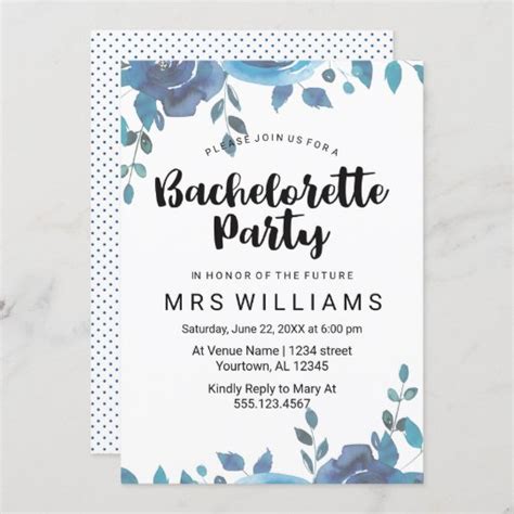 Something Blue Bachelorette Party Invitation Zazzle