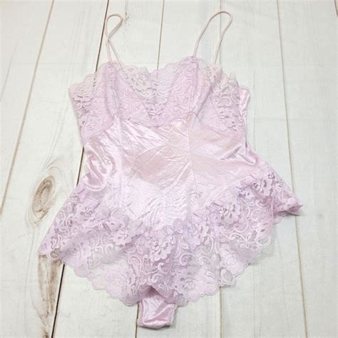 Vintage Texsheen Lingerie Teddy One Piece Purple Lace Gem