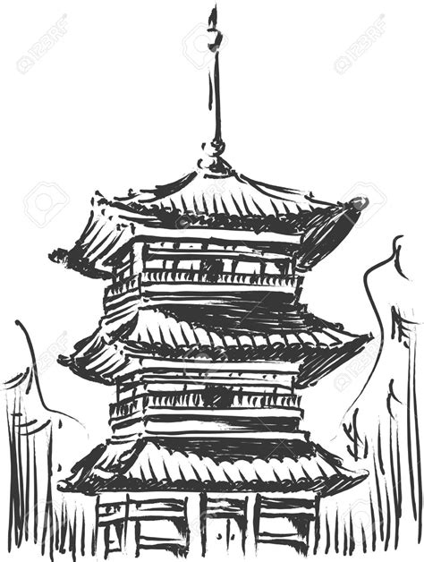 Japanese Pagoda Drawing At Explore Collection Of