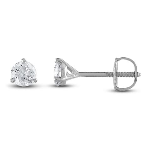 Certified Diamond Solitaire Earrings 1 4 Ct Tw Round 18k White Gold Si2 I Jared