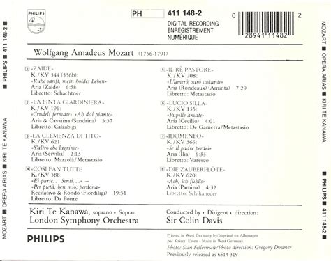 The First Pressing CD Collection: Wolfgang Amadeus Mozart - Opera Arias