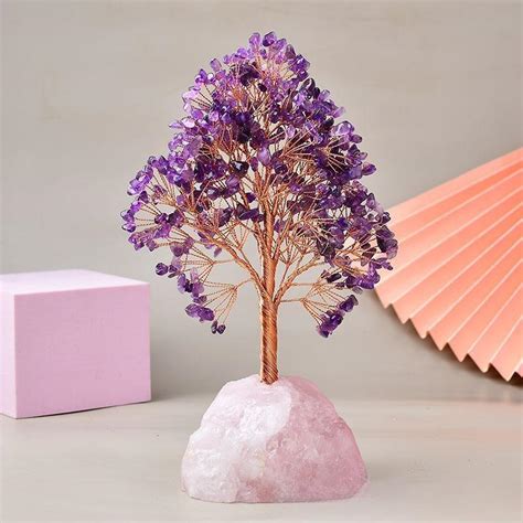 Générosité Arbre de Vie avec Base en Quartz Rose Moment Ici