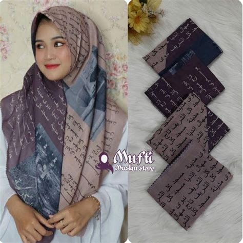 Jual HIJAB KERUDUNG JILBAB SEGI EMPAT VOAL MOTIF SANTRI INDONESIA MAN