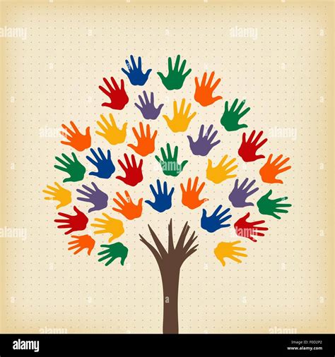 Abstract Tree With Open Hands As Leaves Stock Vector Image And Art Alamy