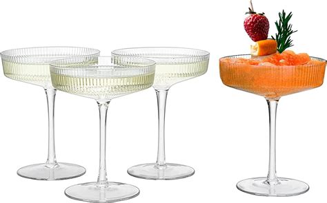 Ribbed Coupe Cocktail Glasses 8 Oz Classic Manhattan Glasses For Cocktails Libbey Champagne