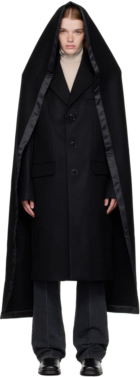 Black Hooded Coat By Meryll Rogge On Sale