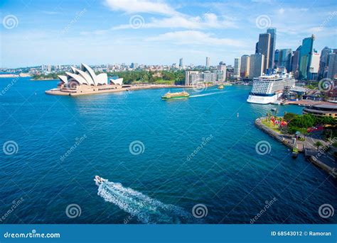 Sydney Harbor Bay And Sydney Downtown Skyline With Opera House In A