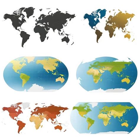 Un Mapa Del Mundo Con Diferentes Mapas De Colores Incluido El Mapa Del