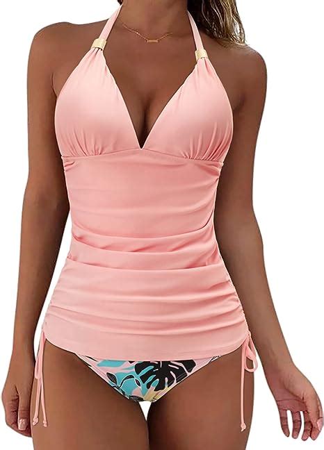 Suuksess Women Halter Tankini Bathing Suits Sexy Slimming Tummy Control