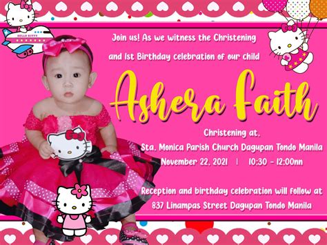 Hello Kitty Invitation Card and Tarpaulin Pink Design - Birthday - | Hello kitty invitation card ...