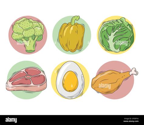 Los Carbohidratos Y Los Iconos De La Comida Gorda Imagen Vector De