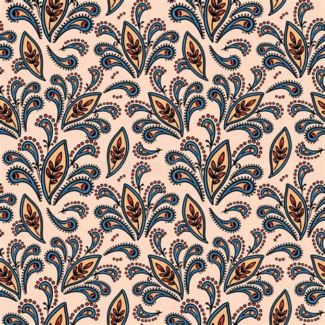 Illustration Raster Seamless Paisley Pattern With Patterns On A Beige