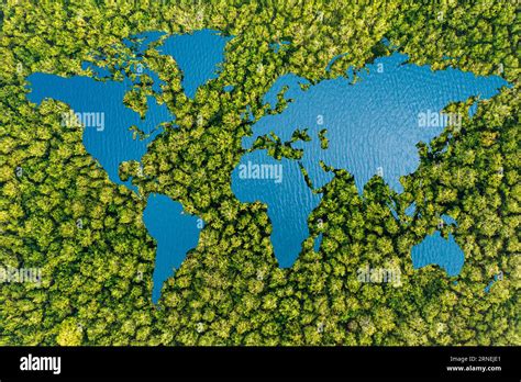 Illustrated World Map With Ocean Mountains Forests 3d Rendering