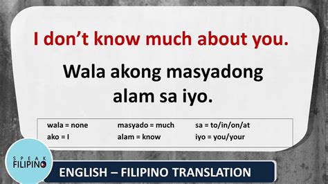 COMMONLY USED FILIPINO PHRASES 24 English Tagalog 54 OFF