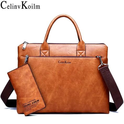 Celinv Koilm High Quality Men Briefcases Set Inch Laptop Business