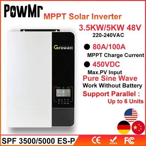 Powmr 35005000w Hybrid Solar Inverter Mppt 80a100a Pure Sine Wave Off