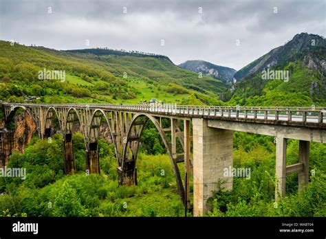 Montenegro Old Concrete Building Of Durdevica Tara Bridge Made Of Five