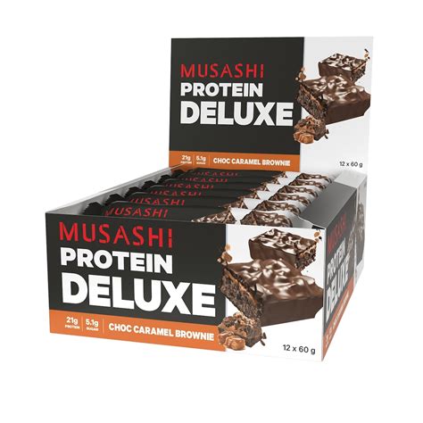 Musashi Deluxe Protein Bar Choc Caramel Brownie Box 12 X 60g