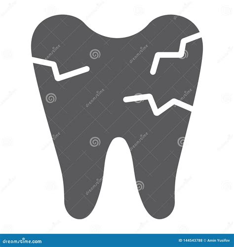 Gebarsten Tand Glyph Pictogram Mond En Tand Beschadigd Tandteken