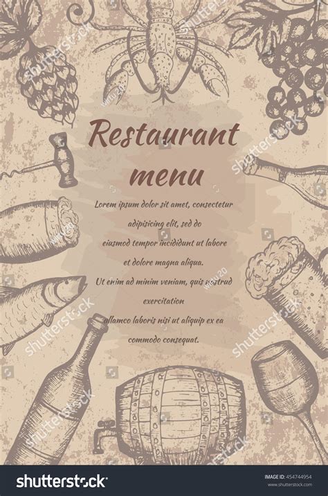 Restaurant Vintage Menu Hand Drawn Food Stock Vector (Royalty Free ...