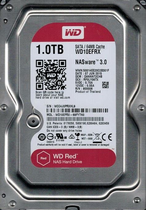 Western Digital Red Nas 1tb Hard Disk SATA3 0 64m 5400rpm 6GB S Hard