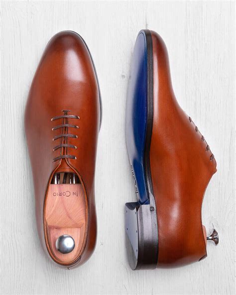 Richelieu One Cut Cuir Cognac Semelle Cuir Chaussure Homme