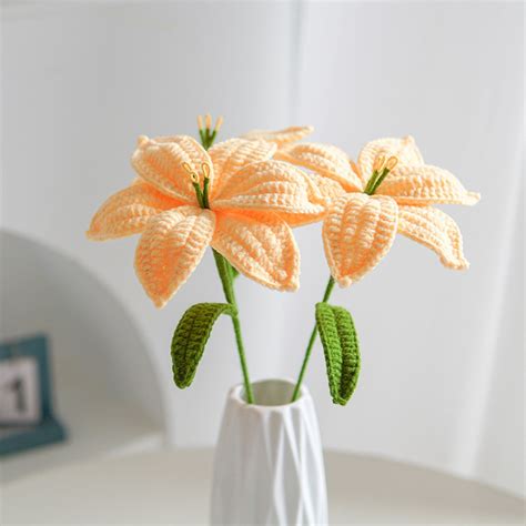 Yoloke Tiger Lily Crochet Flowers Blue Completed Tiger Lily Crochet