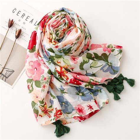 Chal De Viscosa Con Estampado Floral Bufanda De Pashmina Suave De