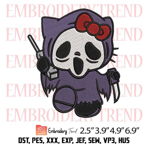 Hello Kitty Ghostface Embroidery Design – Cute Halloween Embroidery ...