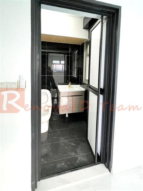 Hdb Toilet Door Bronze Powder Coated Premium Aluminium Bifold Door