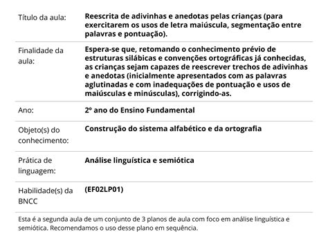 Plano De Aula Ano Reescrita De Adivinhas E Anedotas Pelas Crian As