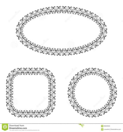 Vector Black And White Ornate Frames Set Stock Illustration