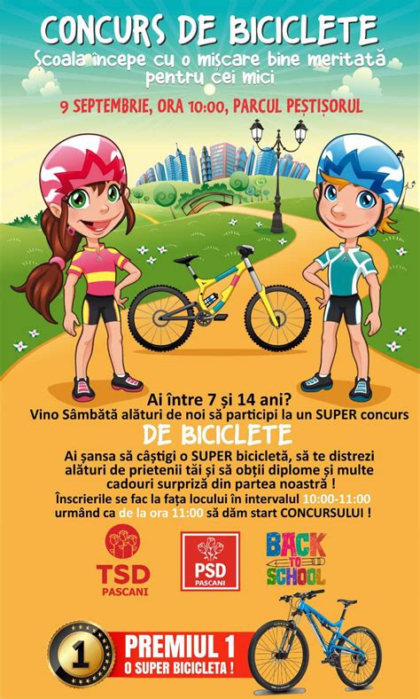 Concurs de biciclete în Parcul Peștișorul din Pașcani Sunt așteptați