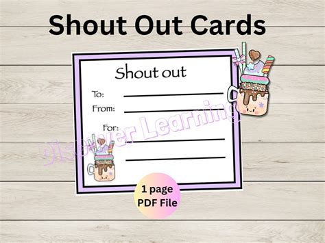 Teacher Shout Out Cards Milkshake Parent Shout Out Cards Printable PDF