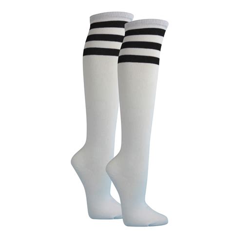 Black With White 3line Striped Knee High Socks Knee Sock Shop Socksknee