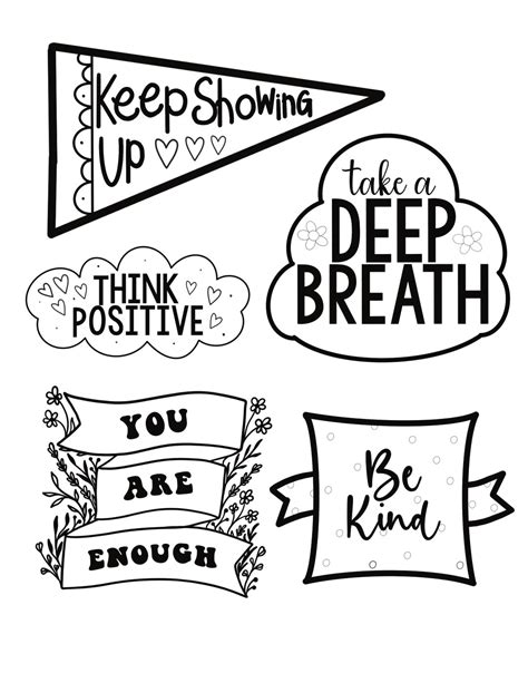 Positive Thoughts Coloring Page Positive Themed Coloring Page Happy