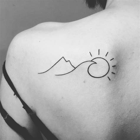 Nature Lover Minimalist Tattoo Mountain Tattoo Wave Tattoo