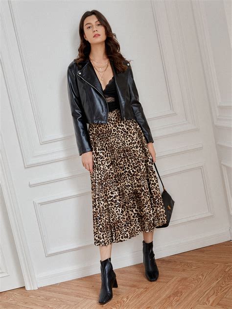 Shein Frenchy Leopard Print Pleated Skirt Shein Usa