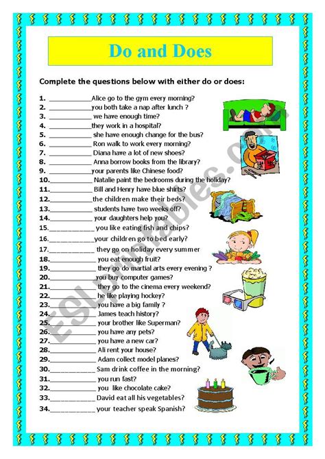 Do Does ESL Worksheet By Elle81