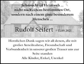 Traueranzeigen Von Rudolf Seifert Trauer Anzeigen De