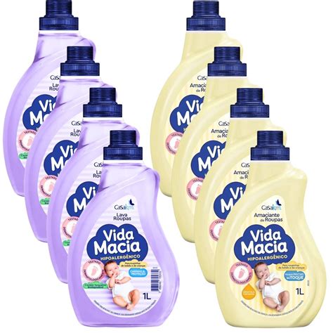 Amaciante E Sabao De Bebe - Kit 4 Vida Macia Sabão 1L e Amaciante 1 Litro Roupa de Bebê | Shopee Brasil