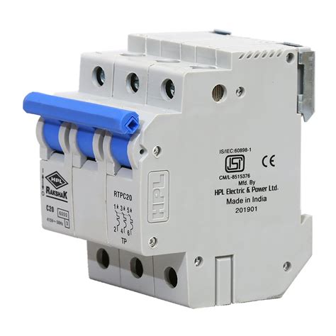 Manual HPL Rakshak MCB Miniature Circuit Breakers C Curve 20Amp Three