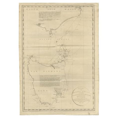 Large Antique Map Of Bass Strait Tasmania Australia By Cook 1803 For Sale At 1stdibs Cook