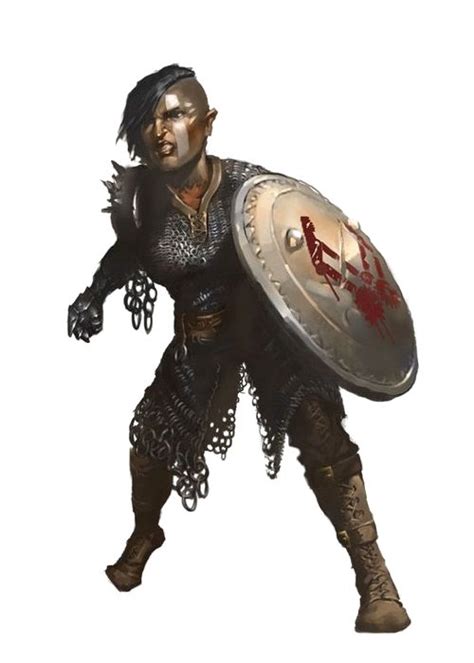 Female Half Orc Shield Champion Brawler Pathfinder Pfrpg Dnd D D D